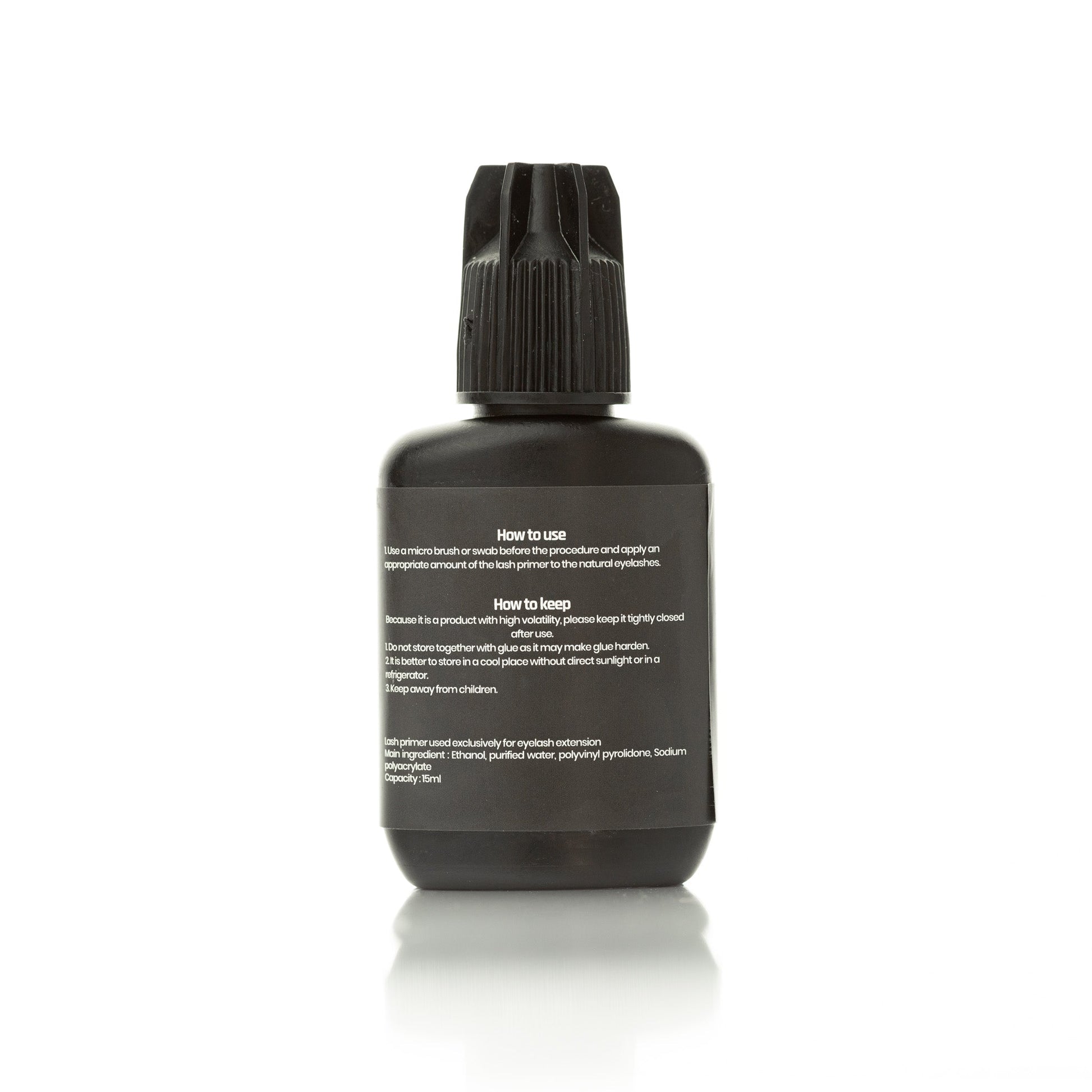 Lash primer to be used on the natural lashes during a lash extension appointment to improve retention