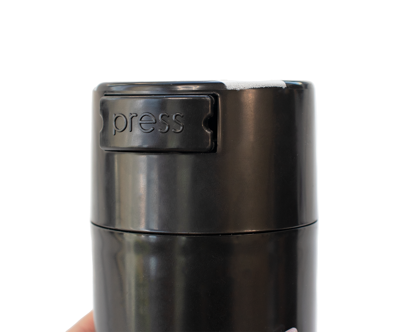 Glue storage container with airtight seal and press to open lid